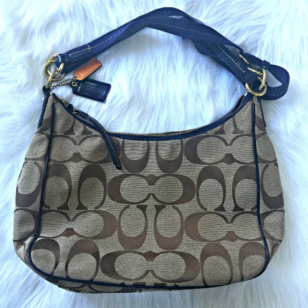 Coach Signature Stripe Hobo Shoulder Bag Crossbody - Picture 4 of 8